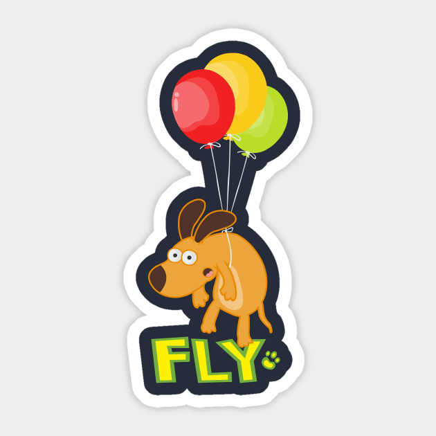 Dog flying Sticker by Lani3M